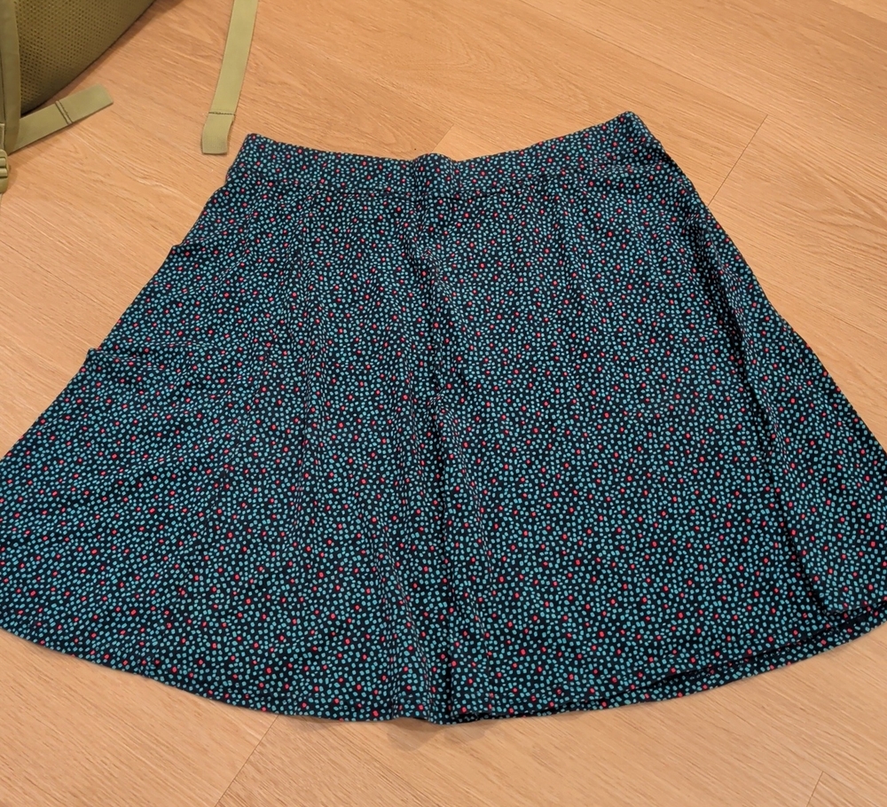 Women's Navy Dot Print A-Line Skirt
